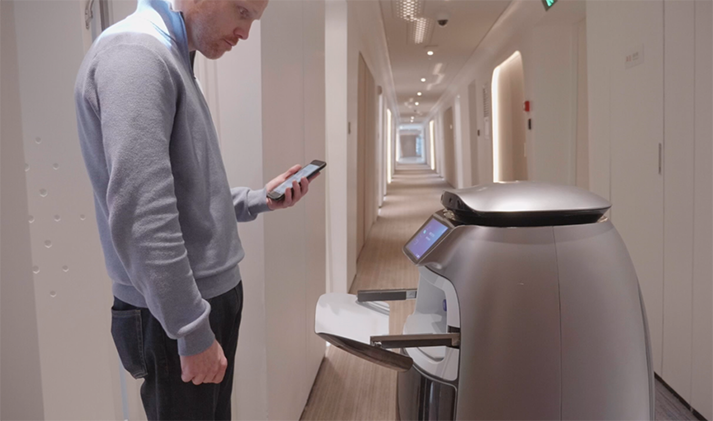 Robôs entregam pedidos feitos por comando de voz no hotel do futuro do Alibaba/Divulgação