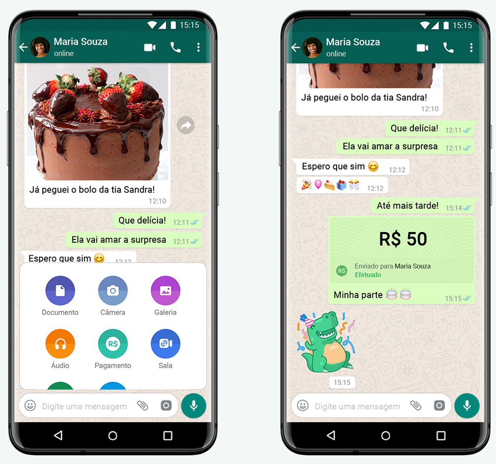 Imagem do aplicativo do WhatsApp Pay na tela do smartphone