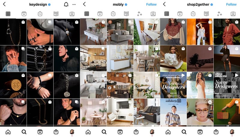 Montagem com dezenas de imagens de produtos comercializados no Instagram