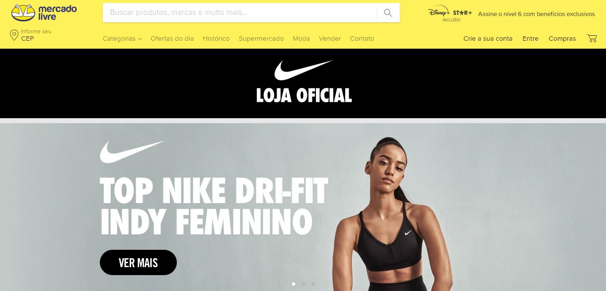 feather Specifically disguise Nike inaugura loja oficial dentro do Mercado Livre - E-commerce Brasil
