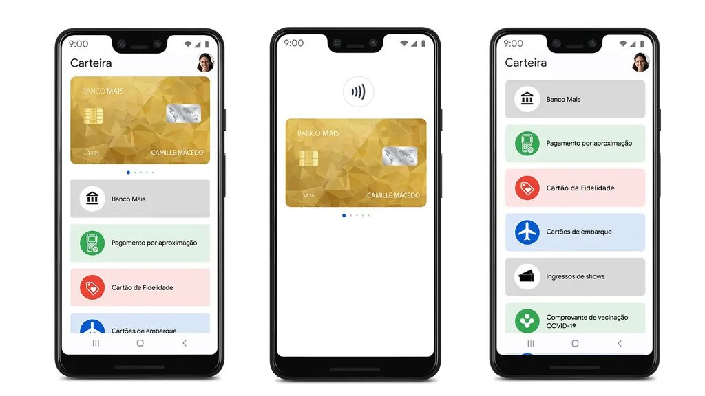 Imagem do aplicativo da carteiro do Google em um smartphone